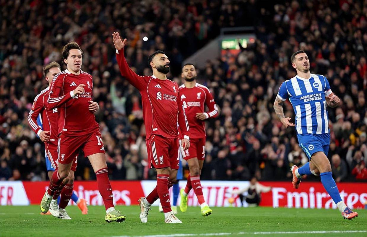 足总杯利物浦3比0布莱顿晋级，多点开花完成零封，萨拉赫强势延续